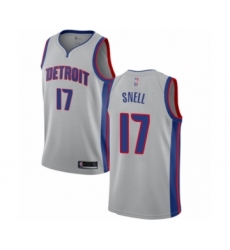 Men's Detroit Pistons #17 Tony Snell Authentic Silver Basketball Jersey Statement Edition