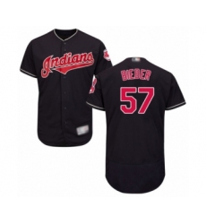 Men's Cleveland Indians #57 Shane Bieber Navy Blue Alternate Flex Base Authentic Collection Baseball Jersey
