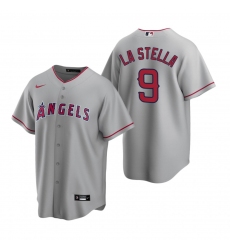 Men's Nike Los Angeles Angels #9 Tommy La Stella Gray Road Stitched Baseball Jersey