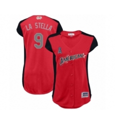 Women's Los Angeles Angels of Anaheim #9 Tommy La Stella Authentic Red American League 2019 Baseball All-Star Jersey