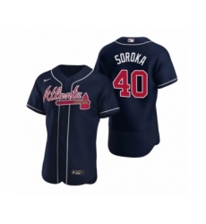 Men's Atlanta Braves #40 Mike Soroka Nike Navy Authentic 2020 Alternate Jersey