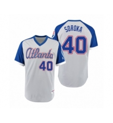 Men's Braves #40 Mike Soroka Gray Royal 1979 Turn Back the Clock Authentic Jersey