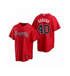Youth Atlanta Braves #40 Mike Soroka Nike Red 2020 Replica Alternate Jersey