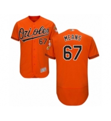 Men's Baltimore Orioles #67 John Means Orange Alternate Flex Base Authentic Collection Baseball Jersey