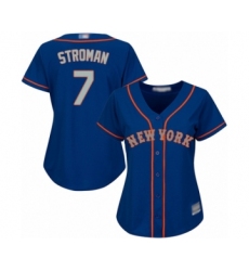 Women's New York Mets #7 Marcus Stroman Authentic Royal Blue Alternate Road Cool Base Baseball Jersey