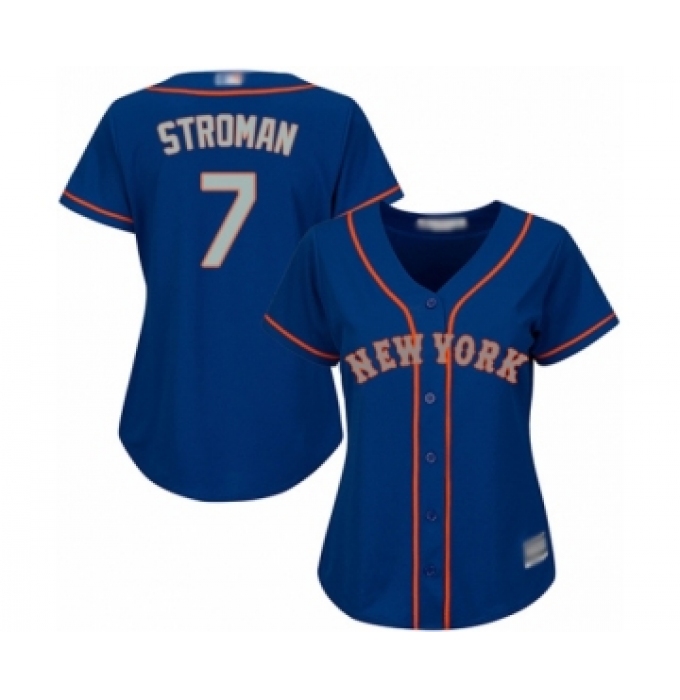 Women's New York Mets #7 Marcus Stroman Authentic Royal Blue Alternate Road Cool Base Baseball Jersey