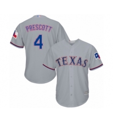 Youth Texas Rangers #4 Dak Prescott Authentic Grey Road Cool Base Baseball Jersey