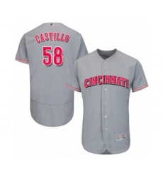 Men's Cincinnati Reds #58 Luis Castillo Grey Road Flex Base Authentic Collection Baseball Jersey