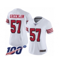 Women's San Francisco 49ers #57 Dre Greenlaw Limited White Rush Vapor Untouchable 100th Season Football Jersey