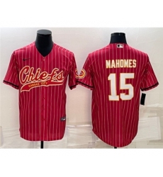 Men's Kansas City Chiefs #15 Patrick Mahomes Red With Patch Cool Base Stitched Baseball Jersey