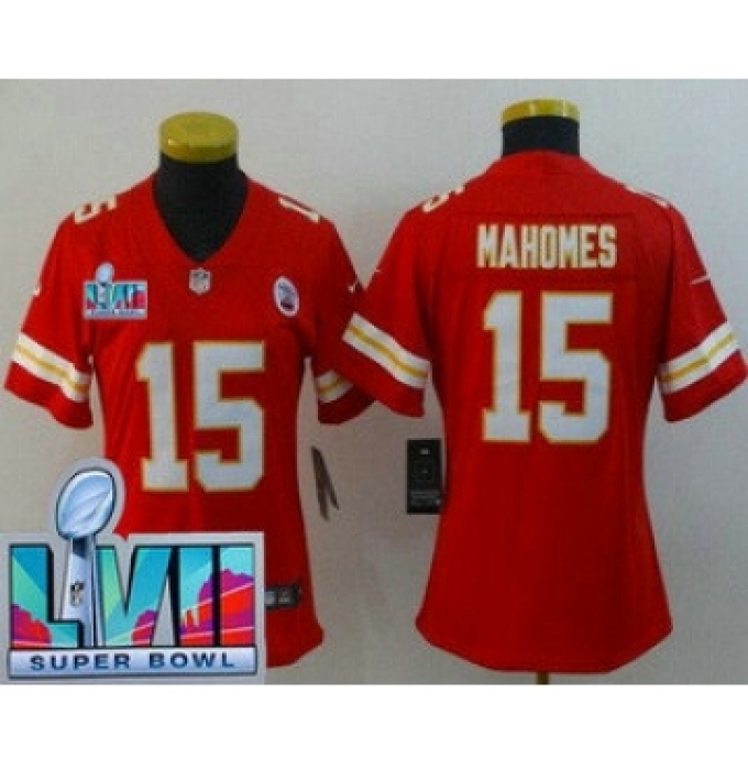 Women's Kansas City Chiefs #15 Patrick Mahomes Limited Red Super Bowl LVII Vapor Jersey