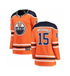 Women's Edmonton Oilers #15 Josh Archibald Authentic Orange Home Fanatics Branded Breakaway Hockey Jersey