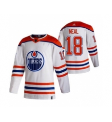 Men's Edmonton Oilers #18 James Neal White 2020-21 Reverse Retro Alternate Hockey Jersey