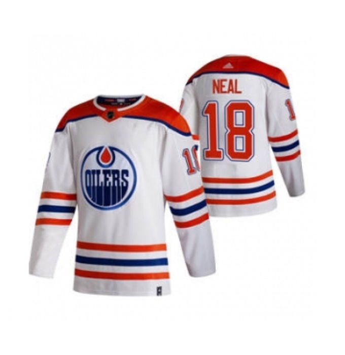 Men's Edmonton Oilers #18 James Neal White 2020-21 Reverse Retro Alternate Hockey Jersey