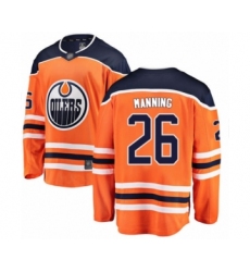 Men's Edmonton Oilers #26 Brandon Manning Authentic Orange Home Fanatics Branded Breakaway Hockey Jersey