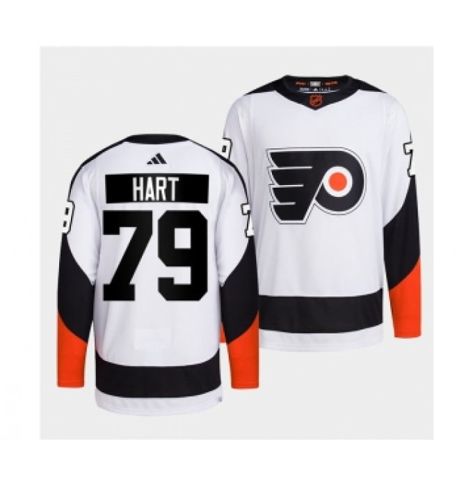 Men's Philadelphia Flyers #79 Carter Hart White 2022 Reverse Retro Stitched Jersey