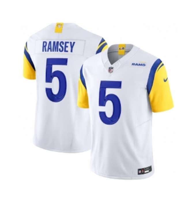 Men's Nike Los Angeles Rams #5 Jalen Ramsey White 2023 F.U.S.E. Vapor Untouchable Limited Football Stitched Jersey