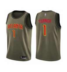 Youth Atlanta Hawks #1 Evan Turner Swingman Green Salute to Service Basketball Jersey