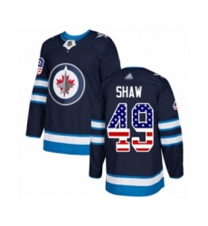 Men's Winnipeg Jets #49 Logan Shaw Authentic Navy Blue USA Flag Fashion Hockey Jersey
