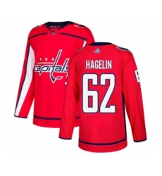 Youth Washington Capitals #62 Carl Hagelin Authentic Red Home Hockey Jersey