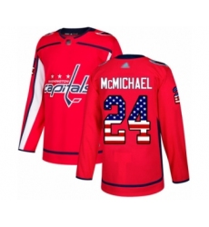 Youth Washington Capitals #24 Connor McMichael Authentic Red USA Flag Fashion Hockey Jersey