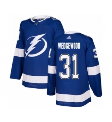 Youth Tampa Bay Lightning #31 Scott Wedgewood Authentic Royal Blue Home Hockey Jersey