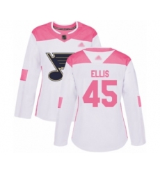 Women's St. Louis Blues #45 Colten Ellis Authentic White   Pink Fashion Hockey Jersey