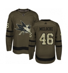 Men's San Jose Sharks #46 Nicolas Meloche Authentic Green Salute to Service Hockey Jersey
