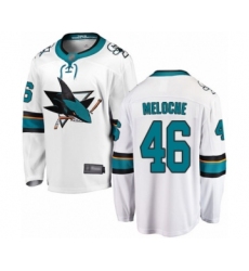 Men's San Jose Sharks #46 Nicolas Meloche Fanatics Branded White Away Breakaway Hockey Jersey