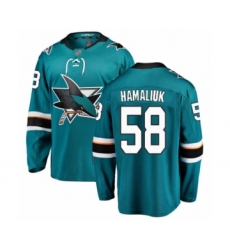 Youth San Jose Sharks #58 Dillon Hamaliuk Fanatics Branded Teal Green Home Breakaway Hockey Jersey