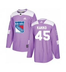 Youth New York Rangers #45 Kaapo Kakko Authentic Purple Fights Cancer Practice Hockey Jersey