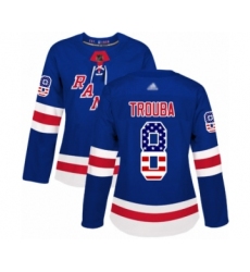 Women's New York Rangers #8 Jacob Trouba Authentic Royal Blue USA Flag Fashion Hockey Jersey