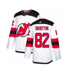 Youth New Jersey Devils #82 Nikita Okhotyuk Authentic White Away Hockey Jersey