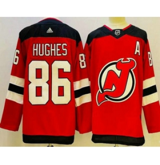 Men's New Jersey Devils #86 Jack Hughes Red Authentic Jersey