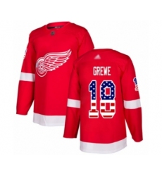 Men's Detroit Red Wings #18 Albin Grewe Authentic Red USA Flag Fashion Hockey Jersey