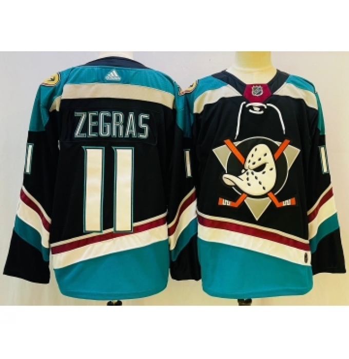 Men's Anaheim Ducks #11 Trevor Zegras Black Authentic Jersey