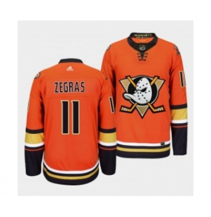 Men's Anaheim Ducks #11 Trevor Zegras Orange Authentic Adidas Jersey