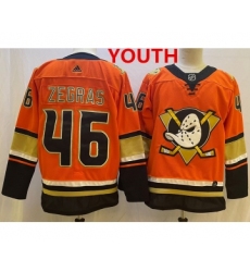 Youth Anaheim Ducks #46 Trevor Zegras Orange Authentic Adidas Jersey