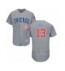 Men's Chicago Cubs #13 David Bote Grey Road Flex Base Authentic Collection Baseball Player Jersey
