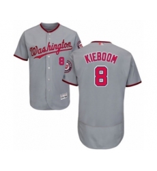 Men's Washington Nationals #8 Carter Kieboom Grey Road Flex Base Authentic Collection Baseball Player Jersey