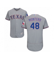 Men's Texas Rangers #48 Rafael Montero Grey Road Flex Base Authentic Collection Baseball Player Jersey