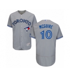 Men's Toronto Blue Jays #10 Reese McGuire Grey Road Flex Base Authentic Collection Baseball Player Jersey