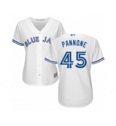 Women's Toronto Blue Jays #45 Thomas Pannone Authentic White Home Baseball Player Jersey