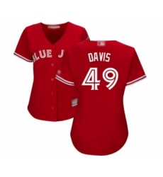 Women's Toronto Blue Jays #49 Jonathan Davis Authentic Scarlet Alternate Baseball Player Jersey