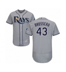 Men's Tampa Bay Rays #43 Mike Brosseau Grey Road Flex Base Authentic Collection Baseball Player Jersey