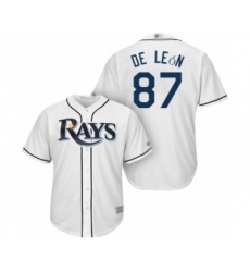 Youth Tampa Bay Rays #87 Jose De Leon Authentic White Home Cool Base Baseball Player Jersey