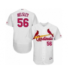 Men's St. Louis Cardinals #56 Ryan Helsley White Home Flex Base Authentic Collection Baseball Player Jersey