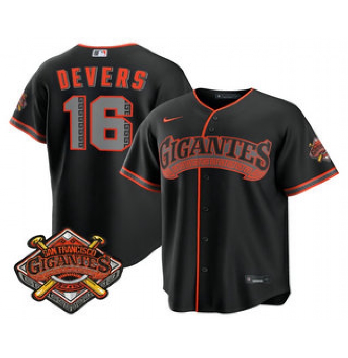 Men's San Francisco Giants #16 Rafael Devers Black 2026 Alternate Stadium Stitched Jersey