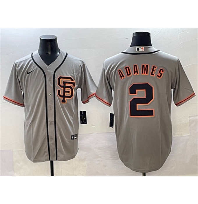 Men's San Francisco Giants #2 Willy Adames Gray Cool Base Stitched Baseball Jersey