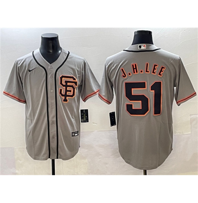 Men's San Francisco Giants #51 Jung Hoo Lee Gray Cool Base Stitched Baseball Jersey